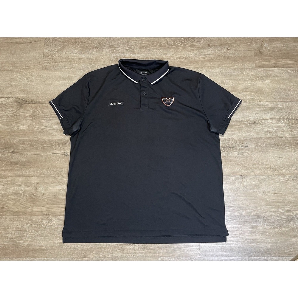 CCM Philadelphia Phantoms Mens XL NHL Hockey Black Polo Golf Shirt